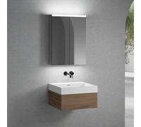 neoro n50 mobile La: 60 cm con 1 estraibile, lavabo senza foro per rubinetteria bianco opaco, con armadietto a specchio,, BN0133WM+BN0411WL+BN0472MI, n50 [Mobili da Bagno > Set Mobili da Bagno]