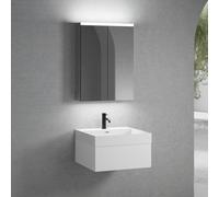 neoro n50 mobile La: 60 cm con 1 scomparto estraibile, lavabo con 1 foro per rubinetteria bianco opaco, con armadietto a specchio per la Svizzera,, BN0137WM+BN0411WM+BN0485MI, n50 [Mobili da Bagno > S