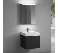 neoro n50 mobile La: 60 cm con 1 scomparto estraibile, lavabo con 1 foro per rubinetteria bianco opaco, con armadietto a specchio per la Svizzera,, BN0137WM+BN0431BM+BN0485MI, n50 [Mobili da Bagno > S
