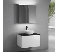 neoro n50 mobile La: 80 cm con 1 scomparto estraibile, lavabo Ø 40 cm bianco opaco, con armadietto a specchio per la Svizzera,, BN0064WM+BN0432WH+BN0402C2+BN0486MI, n50 [Mobili da Bagno > Set Mobili d