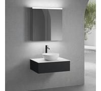 neoro n50 mobile La: 80 cm con 1 scomparto estraibile, lavabo Ø 45 cm bianco opaco, con armadietto a specchio per la Svizzera,, BN0106WM+BN0412BM+BN0402WH+BN0486MI, n50 [Mobili da Bagno > Set Mobili d