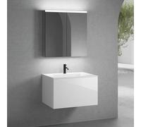 neoro n50 mobile La: 80 cm con 1 scomparto estraibile, lavabo con 1 foro per rubinetteria bianco, con armadietto a specchio per la Svizzera,, BN0094WH+BN0432WH+BN0486MI, n50 [Mobili da Bagno > Set Mob