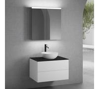 neoro n50 mobile La: 80 cm con 2 scomparti estraibili, lavabo Ø 45 cm bianco opaco, con armadietto a specchio per la Svizzera,, BN0106WM+BN0422WM+BN0402C2+BN0486MI, n50 [Mobili da Bagno > Set Mobili d