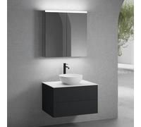 neoro n50 mobile La: 80 cm con 2 scomparti estraibili, lavabo Ø 45 cm bianco opaco, con armadietto a specchio per la Svizzera,, BN0106WM+BN0422BM+BN0402WM+BN0486MI, n50 [Mobili da Bagno > Set Mobili d