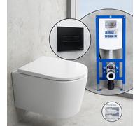 neoro n50 set completo WC sospeso con SilentPowerFlush e neeos elemento incasso,, BN0510WH+16601BM#SET, n50 bianco [WC > WC con Elementi Incasso]
