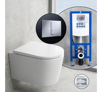 neoro n50 set completo WC sospeso con SilentPowerFlush e neeos elemento incasso,, BN0510WH+16791CR#SET, n50 bianco [WC > WC con Elementi Incasso]