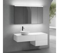 neoro n50 sistema mobili La: 140 cm con 3 scomparti estraibili, lavabo Ø 40 cm bianco opaco, con armadietto a specchio per la Svizzera,, BN0064WM+BN0412WM+BN0421WM+BN0408WM+BN0486MI+BN0485MI, n50 [Mob