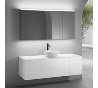 neoro n50 sistema mobili La: 160 cm con 3 scomparti estraibili, lavabo Ø 40 cm bianco opaco, con armadietto a specchio per la Svizzera,, BN0064WM+BN0432WH+2#BN0430WH+BN0405WH+2#BN0486MI, n50 [Mobili d