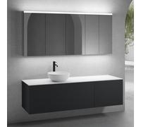 neoro n50 sistema mobili La: 180 cm con 2 scomparti estraibili, lavabo Ø 45 cm bianco opaco, con armadietto a specchio per la Svizzera,, BN0106WM+BN0434BM+BN0431BM+BN0409WM+BN0488MI+BN0485MI, n50 [Mob