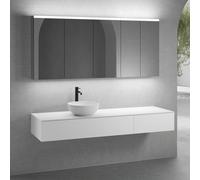 neoro n50 sistema mobili La: 180 cm con 2 scomparti estraibili, lavabo Ø 45 cm bianco opaco, con armadietto a specchio per la Svizzera,, BN0106WM+BN0414WM+BN0411WM+BN0409WH+BN0488MI+BN0485MI, n50 [Mob