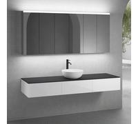 neoro n50 sistema mobili La: 180 cm con 3 scomparti estraibili, lavabo Ø 40 cm bianco opaco, con armadietto a specchio per la Svizzera,, BN0064WM+3#BN0411WH+BN0409BM+3#BN0485MI, n50 [Mobili da Bagno >