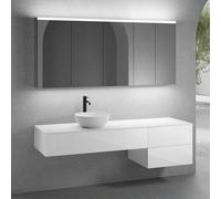 neoro n50 sistema mobili La: 180 cm con 3 scomparti estraibili, lavabo Ø 40 cm bianco opaco, con armadietto a specchio per la Svizzera,, BN0064WM+BN0414WH+BN0421WH+BN0409WH+BN0488MI+BN0485MI, n50 [Mob