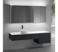neoro n50 sistema mobili La: 180 cm con 3 scomparti estraibili, lavabo Ø 45 cm bianco opaco, con armadietto a specchio per la Svizzera,, BN0106WM+BN0414BM+BN0421BM+BN0409WM+BN0488MI+BN0485MI, n50 [Mob
