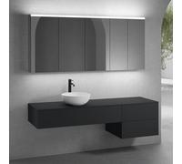 neoro n50 sistema mobili La: 180 cm con 3 scomparti estraibili, lavabo Ø 45 cm bianco opaco, con armadietto a specchio per la Svizzera,, BN0106WM+BN0414BM+BN0421BM+BN0409BM+BN0488MI+BN0485MI, n50 [Mob