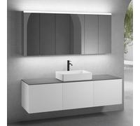neoro n50 sistema mobili La: 180 cm con 3 scomparti estraibili, lavabo La: 58 cm bianco opaco, con armadietto a specchio per la Svizzera,, BN0065WM+3#BN0431WM+BN0409GR+3#BN0485MI, n50 [Mobili da Bagno