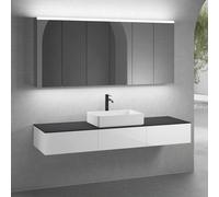 neoro n50 sistema mobili La: 180 cm con 3 scomparti estraibili, lavabo La: 58 cm bianco opaco, con armadietto a specchio per la Svizzera,, BN0065WM+3#BN0411WH+BN0409BM+3#BN0485MI, n50 [Mobili da Bagno