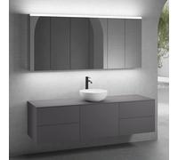 neoro n50 sistema mobili La: 180 cm con 5 scomparti estraibili, lavabo Ø 45 cm bianco opaco, con armadietto a specchio per la Svizzera,, BN0106WM+2#BN0421GR+BN0431GR+BN0409GR+3#BN0485MI, n50 [Mobili d