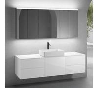 neoro n50 sistema mobili La: 180 cm con 5 scomparti estraibili, lavabo La: 58 cm bianco opaco, con armadietto a specchio,, BN0065WM+2#BN0421WH+BN0431WH+BN0409WM+3#BN0472MI, n50 [Mobili da Bagno > Set