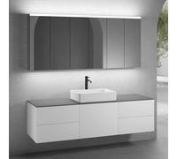 neoro n50 sistema mobili La: 180 cm con 5 scomparti estraibili, lavabo La: 58 cm bianco opaco, con armadietto a specchio,, BN0065WM+2#BN0421WM+BN0431WM+BN0409GR+3#BN0472MI, n50 [Mobili da Bagno > Set