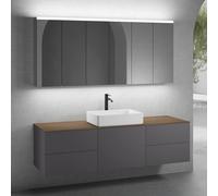 neoro n50 sistema mobili La: 180 cm con 5 scomparti estraibili, lavabo La: 58 cm bianco opaco, con armadietto a specchio,, BN0065WM+2#BN0421GR+BN0431GR+BN0409WL+3#BN0472MI, n50 [Mobili da Bagno > Set 