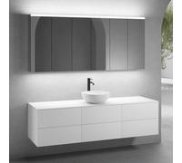 neoro n50 sistema mobili La: 180 cm con 6 scomparti estraibili, lavabo Ø 45 cm bianco opaco, con armadietto a specchio per la Svizzera,, BN0106WM+3#BN0421WM+BN0409WM+3#BN0485MI, n50 [Mobili da Bagno >