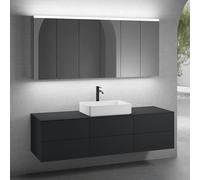neoro n50 sistema mobili La: 180 cm con 6 scomparti estraibili, lavabo La: 58 cm bianco opaco, con armadietto a specchio per la Svizzera,, BN0065WM+3#BN0421BM+BN0409BM+3#BN0485MI, n50 [Mobili da Bagno