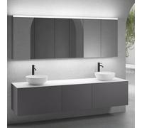 neoro n50 sistema mobili La: 220 cm con 3 scomparti estraibili, 2 lavabi Ø 40 cm bianco opaco, con armadietto a specchio per la Svizzera,, 2#BN0064WM+2#BN0432GR+BN0431GR+BN0415WM+2#BN0486MI+BN0485MI,