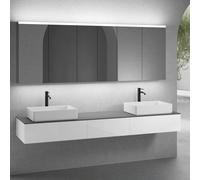neoro n50 sistema mobili La: 220 cm con 3 scomparti estraibili, 2 lavabi La: 58 cm bianco opaco, con armadietto a specchio per la Svizzera,, 2#BN0065WM+2#BN0412WH+BN0411WH+BN0415GR+2#BN0486MI+BN0485MI