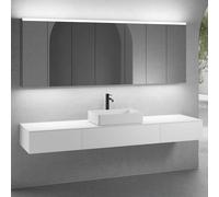 neoro n50 sistema mobili La: 220 cm con 3 scomparti estraibili, lavabo La: 58 cm bianco opaco, con armadietto a specchio per la Svizzera,, BN0065WM+2#BN0411WM+BN0413WM+BN0415WM+2#BN0485MI+BN0487MI, n5