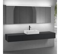 neoro n50 sistema mobili La: 220 cm con 3 scomparti estraibili, lavabo La: 58 cm bianco opaco, con armadietto a specchio per la Svizzera,, BN0065WM+2#BN0411BM+BN0413BM+BN0415BM+2#BN0485MI+BN0487MI, n5
