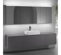 neoro n50 sistema mobili La: 220 cm con 3 scomparti estraibili, lavabo La: 58 cm bianco opaco, con armadietto a specchio,, BN0065WM+2#BN0431GR+BN0433GR+BN0415GR+2#BN0472MI+BN0474MI, n50 [Mobili da Bag