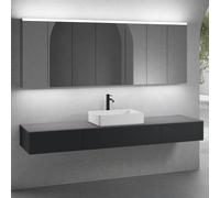 neoro n50 sistema mobili La: 220 cm con 3 scomparti estraibili, lavabo La: 58 cm bianco opaco, con armadietto a specchio per la Svizzera,, BN0065WM+2#BN0411BM+BN0413BM+BN0415GR+2#BN0485MI+BN0487MI, n5