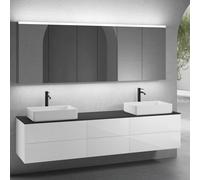 neoro n50 sistema mobili La: 220 cm con 6 scomparti estraibili, 2 lavabi La: 58 cm bianco opaco, con armadietto a specchio per la Svizzera,, 2#BN0065WM+2#BN0422WH+BN0421WH+BN0415BM+2#BN0486MI+BN0485MI