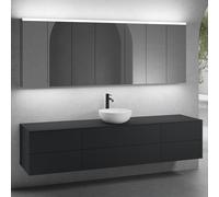 neoro n50 sistema mobili La: 220 cm con 6 scomparti estraibili, lavabo Ø 40 cm bianco opaco, con armadietto a specchio,, BN0064WM+2#BN0421BM+BN0423BM+BN0415BM+2#BN0472MI+BN0474MI, n50 [Mobili da Bagno