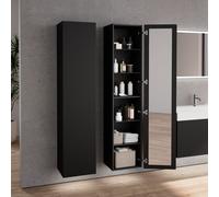 neoro n50 stripes colonna con specchio interno La: 40 A: 180 cm, 1 anta, battuta variabile, BN0495BBM, n50 [Mobili da Bagno > Colonne]