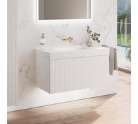 neoro n50 stripes mobile La: 100 cm con 1 scomparto estraibile, bianco caldo profilato, lavabo area, BN0493BWM+BN0159WM, n50 [Mobili da Bagno > Mobili con Lavabo Integrato]