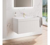 neoro n50 stripes mobile La: 100 cm con 1 scomparto estraibile, bianco caldo profilato, lavabo cube, BN0493BWM+BN0139WM, n50 [Mobili da Bagno > Mobili con Lavabo Integrato]
