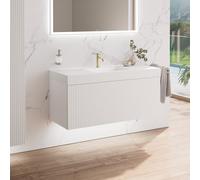 neoro n50 stripes mobile La: 120 cm con 1 scomparto estraibile, bianco caldo profilato, lavabo area, BN0494BWM+BN0155WM, n50 [Mobili da Bagno > Mobili con Lavabo Integrato]