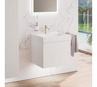 neoro n50 stripes mobile La: 60 cm con 1 scomparto estraibile, bianco caldo profilato, lavabo cube, BN0491BWM+BN0142WM, n50 [Mobili da Bagno > Mobili con Lavabo Integrato]
