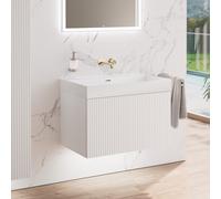 neoro n50 stripes mobile La: 80 cm con 1 scomparto estraibile, bianco caldo profilato, lavabo cube, BN0492BWM+BN0134WM, n50 [Mobili da Bagno > Mobili con Lavabo Integrato]
