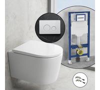 neoro n50 WC sospeso, SET completo, con placca di azionamento Viverso v800 e elemento incasso Geberit,, BN0510WH+VU8000GW#SET#NEW, n50 bianco [WC > WC con Elementi Incasso]