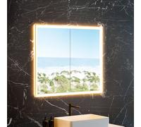 neoro n60 armadietto a specchio da incasso La: 100 cm con 2 ante, con illuminazione su tutto il perimetro, per la Svizzera, BN0501MI+BN0478MI, n60 [Armadietti a Specchio > Armadietti a Specchio]
