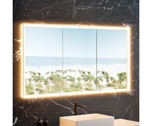 neoro n60 armadietto a specchio da incasso La: 160 cm con 3 ante, con illuminazione su tutto il perimetro, BN0496MI+BN0480MI, n60 [Armadietti a Specchio > Armadietti a Specchio]