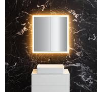 neoro n60 armadietto a specchio La: 80 cm con 2 ante, con illuminazione su tutto il perimetro, per la Svizzera, BN0500MI, n60 [Armadietti a Specchio > Armadietti a Specchio]