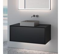 neoro n60 mobile La: 100 cm con 1 scomparto scomparto estraibile, lavabo La: 40 cm acciaio inox spazzolato,, BN0735BS+BN0756BM, n60 [Mobili da Bagno > Mobili con Lavabo Integrato]