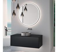 neoro n60 mobile La: 120 cm con 1 scomparto estraibile, lavabo acciaio inox spazzolato, con specchio illuminato, BN0734BS+BN0757BM+BN0023MI, n60 [Mobili da Bagno > Set Mobili da Bagno]