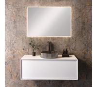 neoro n60 mobile La: 120 cm con 1 scomparto estraibile, lavabo n40 diamant Ø 40 cm fumé inspire, con specchio illuminato n20, BN0757WM+BN0749FT+BEA038MI, n60; n40; n20 [Mobili da Bagno > Set Mobili da