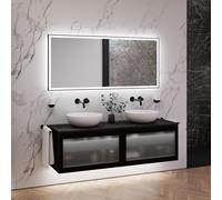 neoro n80 albus Mobile La: 160 cm con 2 scomparti estraibili, con frontale in vetro profilato, con specchio, 2 lavabi Ø 45 cm,, 2#BN0106WM+2#BN0432PG+2#BN0402C2+BN0019MI, n80 [Mobili da Bagno > Set Mo