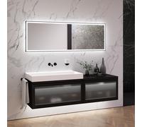 neoro n80 albus Mobile La: 180 cm con 2 scomparti estraibili, con frontale in vetro profilato, con specchio, lavabo La: 100,5 cm, BN0149WM+BN0433PG+BN0432PG+BN0409BM+BN0163MI, n80 [Mobili da Bagno > S