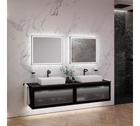 neoro n80 albus Mobile La: 200 cm con 2 scomparti estraibili, con frontale in vetro profilato, con specchio, 2 lavabi La: 58 cm,, 2#BN0065WM+2#BN0433PG+2#BN0403C2+2#BN0015MI, n80 [Mobili da Bagno > Se